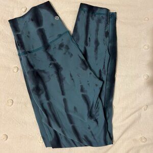 Lululemon size 6, blue and grey tie-dye wunder train leggings